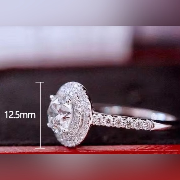 Sterling Silver Diamond Cubic Zirconia Round Ring - Picture 6 of 8